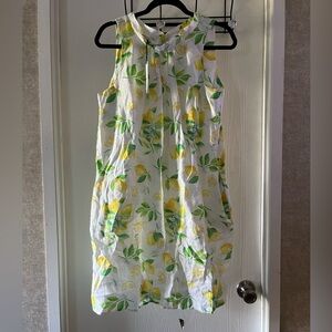 Cento Lino - 100% linen  Sleeveless Lemon Print Midi Dress